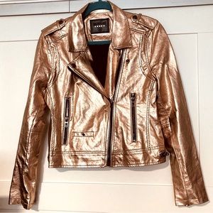 Blank NYC Copper rose color metallic moto jacket